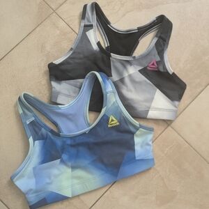 Set Of Two Reebok Women's Racerback Sports Bra - Blue & Gray